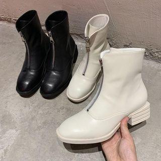 Genuine Leather Low-heel Short Boots