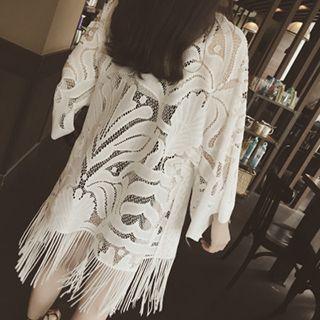 Fringe Hem Lace Light Jacket
