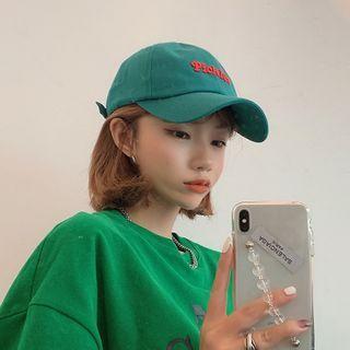 Lettering Embroidered Baseball Cap Green - M