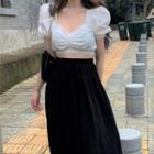 Cropped Puff-sleeve Top / A-line Skirt