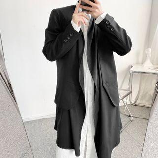 Open Front Asymmetrical Long Blazer