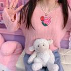Embroidered Sweater Pink - One Size