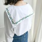 Embroidered Collar Long-sleeve Blouse