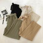 Tie-waist Ribbed Wide Leg Pants