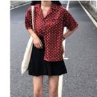 Dotted Short-sleeve Shirt / Pleated Skirt