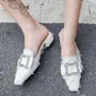 Block Heel Fringed Mules