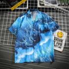 Short-sleeve Ocean Print Shirt