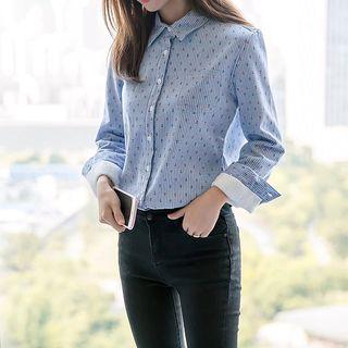 Anchor Patterned Long-sleeve Button-down Shirt