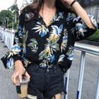 Floral 3/4-sleeve Shirt As Shown In Figure - One Size