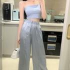 Spaghetti Strap Crop Top / Wide-leg Pants