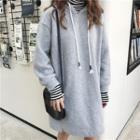 Mock Two-piece Drawstring Hoodie Dress