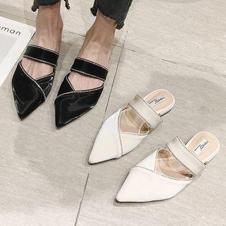 Patent Pointy Rhinestone Mules