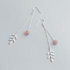 925 Sterling Silver Leaf & Bead Fringed Earring 1 Pair - S925 Sterling Silver - As Shown In Figure - One Size