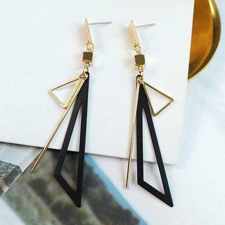 Triangle & Bar Dangle Earring Black - One Size