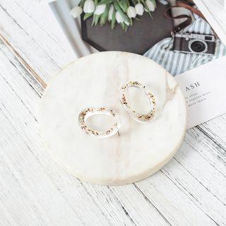 Gold Leaf Resin Hoop Earring 1 Pair - One Size