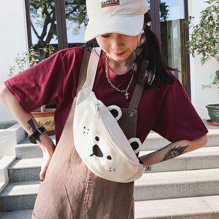 Bear Print Canvas Belt Bag