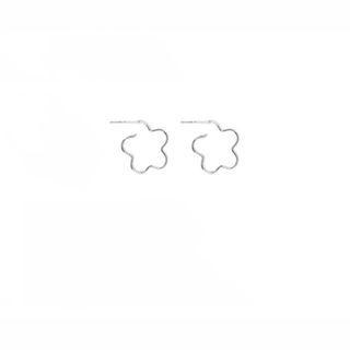 Flower Alloy Hoop Earring 1 Pair - Silver - One Size