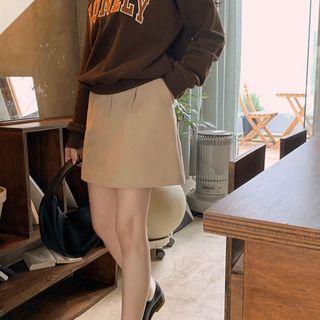 Zip-fly Woolen Miniskirt