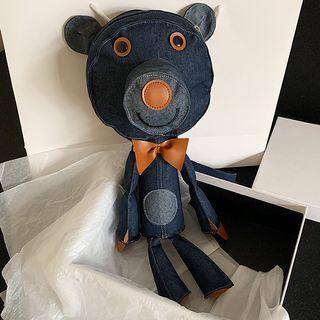 Denim Bear Crossbody Bag Blue - One Size