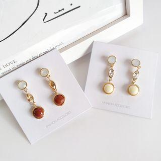 Rhinestone Bead Drop Earring / Clip-on Earring