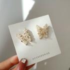 Faux Pearl Butterfly Earring 1 Pair - Gold & White - One Size