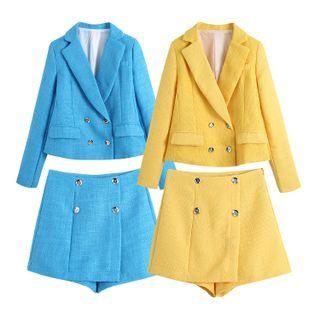 Plain Double-breasted Blazer / Shorts