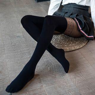 Dotted Panel Tights Black - One Size