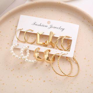 Set Of 6 Pairs: Earring 1 Pair - 55213 - Gold - One Size