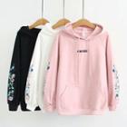 Letter Floral Embroidery Hoodie