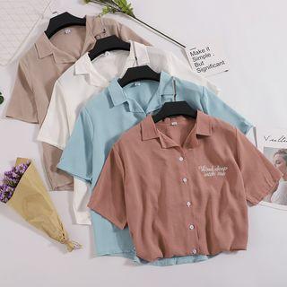 Letter Embroidered Short-sleeve Blouse