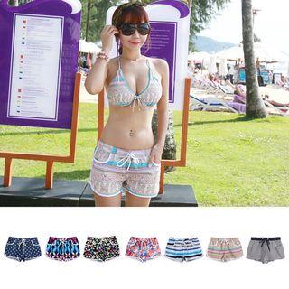 Drawstring-waist Printed Beach Shorts