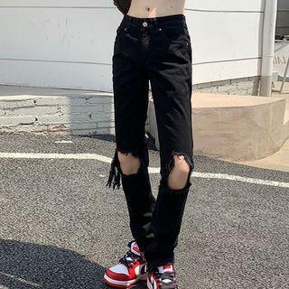 Distressed Zip Loose Fit Jeans (various Designs)