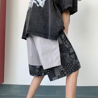 Print Mock Two Piece Cargo Shorts