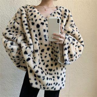 Leopard Print Sweatshirt Leopard Print - White - One Size
