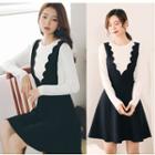 Color Block A-line Knit Dress