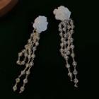 Flower Faux Crystal Fringed Earring 1 Pair - White - One Size