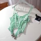 Cropped Camisole Top Aqua Green - One Size