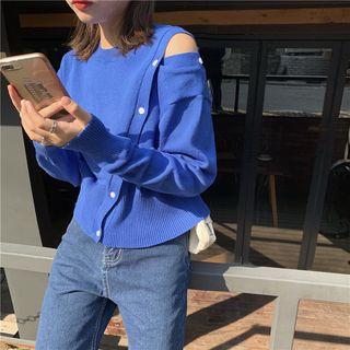 Cutout Buttoned Knit Top
