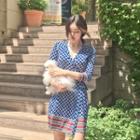 3/4-sleeve Pattern Mini Dress