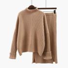 Mock Knit Knit Top + Ribbed Knit Skirt