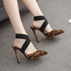 Pointy Toe Ankle Strap Leopard Print High Heel Sandals