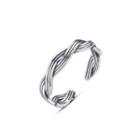 925 Sterling Silver Fashion Elegant Geometric Twist Adjustable Open Ring Silver - One Size