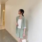 Elbow-sleeve Blazer / Plain Shorts