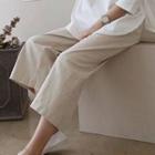 Cropped Cotton Linen Wide-leg Pants