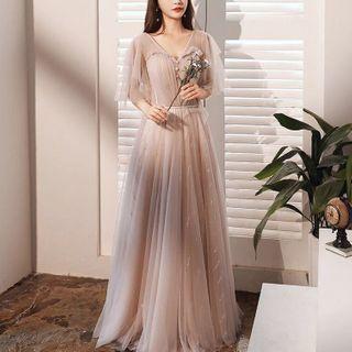 Short-sleeve Mesh Evening Gown (various Designs)