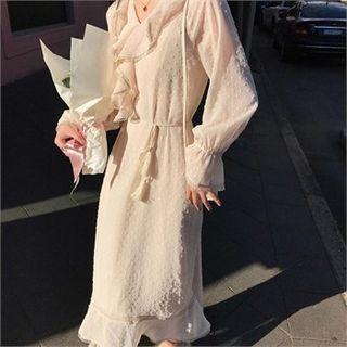 Set: Ruffled Chiffon Maxi Dress + Camisole Top