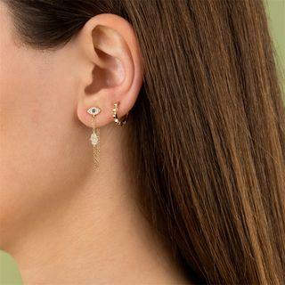 Rhinestone Evil Eye Drop Earring