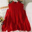 Cutout-shoulder Loose-fit Sweater In 6 Colors
