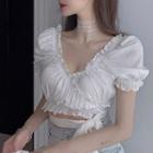 Short-sleeve Sheer Top White - One Size