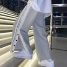 Two-tone Button-side Straight Leg Pants